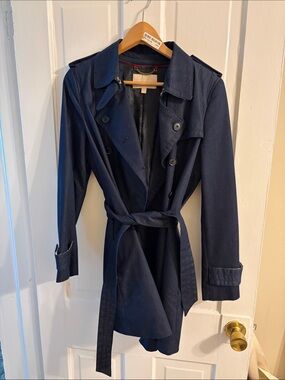 Women’s Navy Double-Breasted Trench Coat